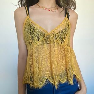 Zara yellow lace tank top